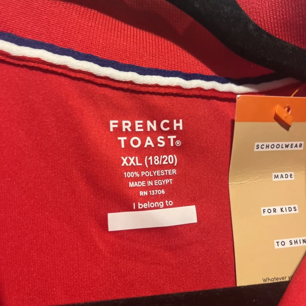 French Toast Polo Short Unisex XXL (18/20) Red Uniform Button Pique Polo‎